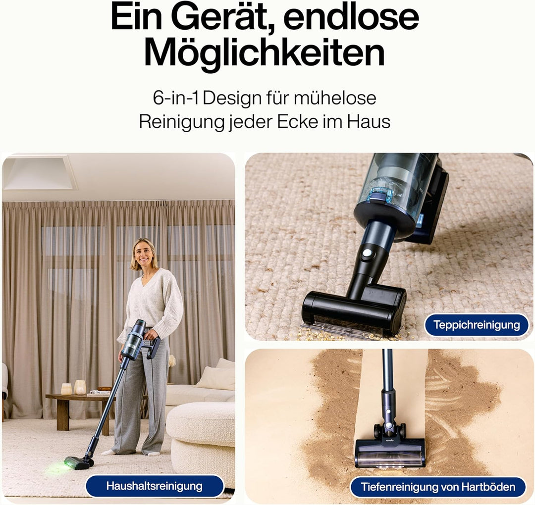 Samako CleanDetect Handstaubsauger Akku – 450W Leistungsstarker Stielstaubsauger mit LED-Schmutzerke
