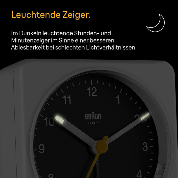 Braun Classic Analog Alarm Clock with Snooze and Light, Quiet Quartz Sweeping Movement, Crescendo Be