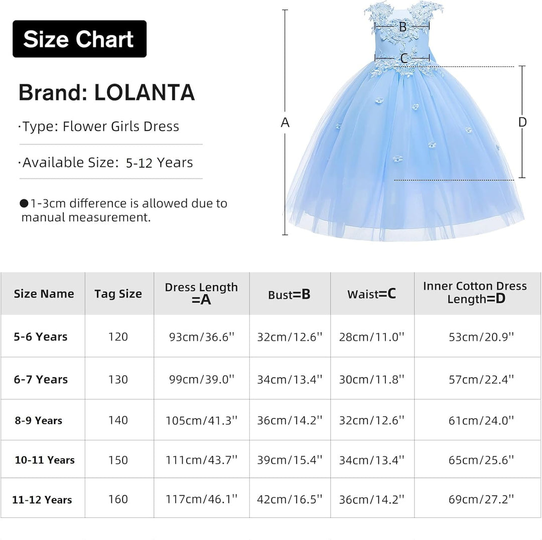 LOLANTA Festliches Kleid Mädchen, Prinzessin Kleider Mädchen Hochzeit, Rosa/Weiss/Blaues Tüllkleid f