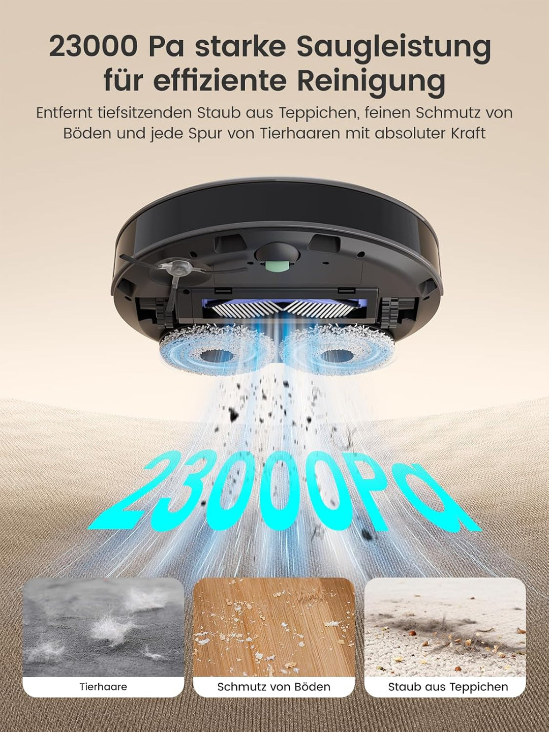 Lefant M3 Ultra Staubsaugerroboter, 23.000 Pa Saugkraft | 3,2 L automatische Staubentleerung, 75 °C-