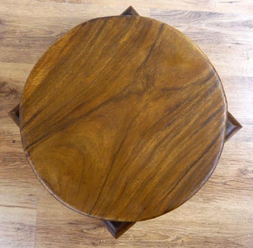 livasia Runder Opiumtisch, Beistelltisch aus Massivholz, Couchtisch, Nachttisch Braun 40cm, Braun 40