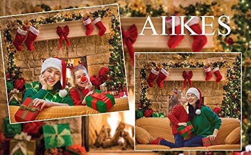 AIIKES 8x6FT Frohe Weihnachten Hintergrund Baumsocken Geschenk Familienfeier Ornamente Hintergrund F