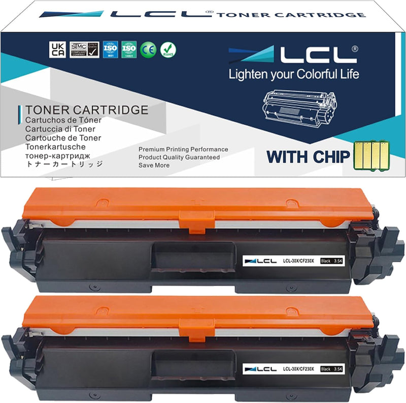 LCL Kompatibel Toner 30A 30X CF230A CF230X CRG220 High Yield (2Schwarz) Kompatible für HP Laserjet P