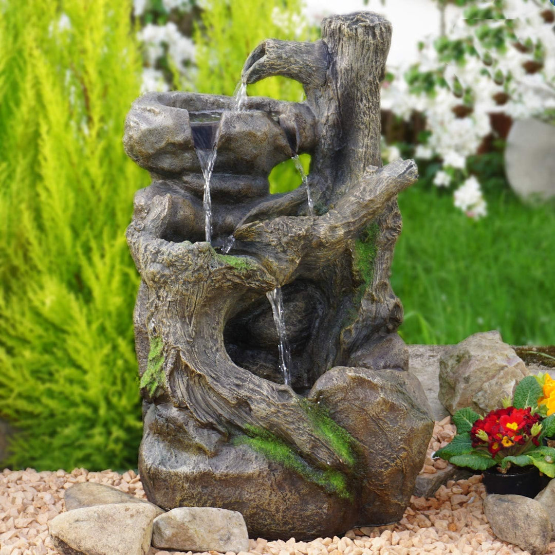 Gartenbrunnen Brunnen Zierbrunnen Zimmerbrunnen Brunnen mit LED-Licht 230V Wasserfall Wasserspiel fü