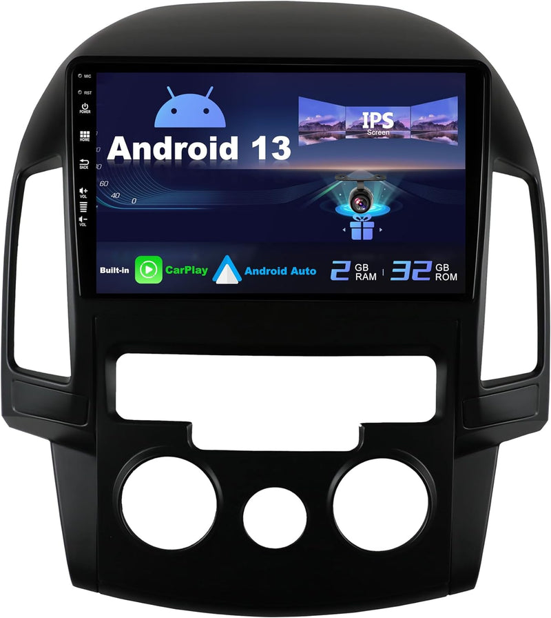 SXAUTO Android 12 IPS Autoradio für Hyundai I30 (2006-2011) - Eingebaut CarPlay/Android Auto - Rückf