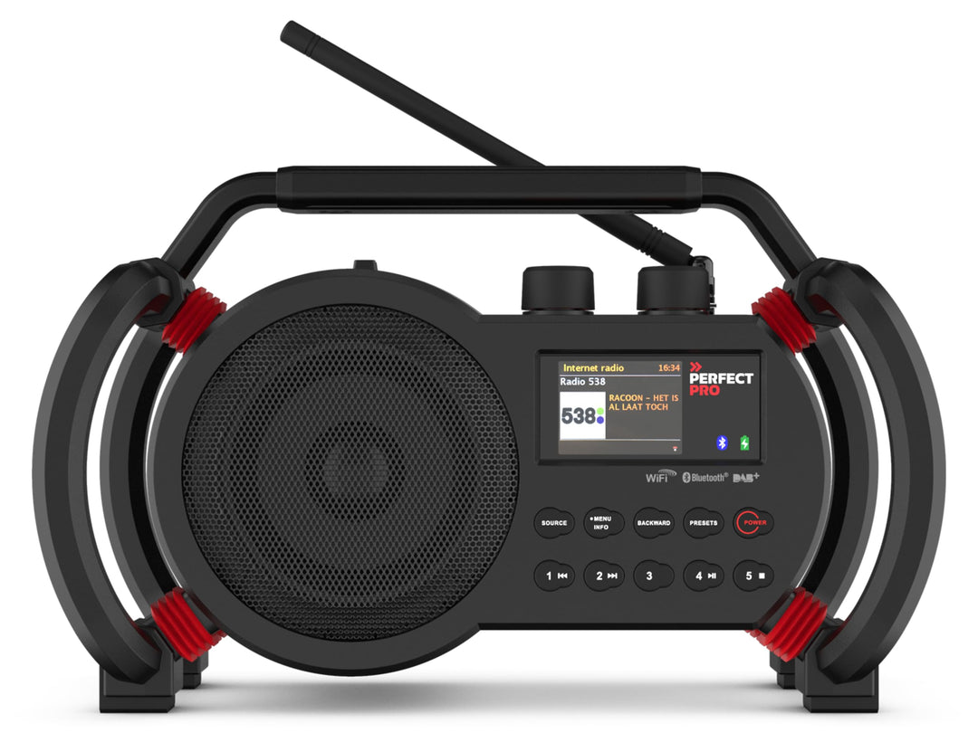 PerfectPro Baustellenradio NETBOX, WiFi internetradio, DAB+ und UKW-Empfang, Bluetooth, AUX und USB-
