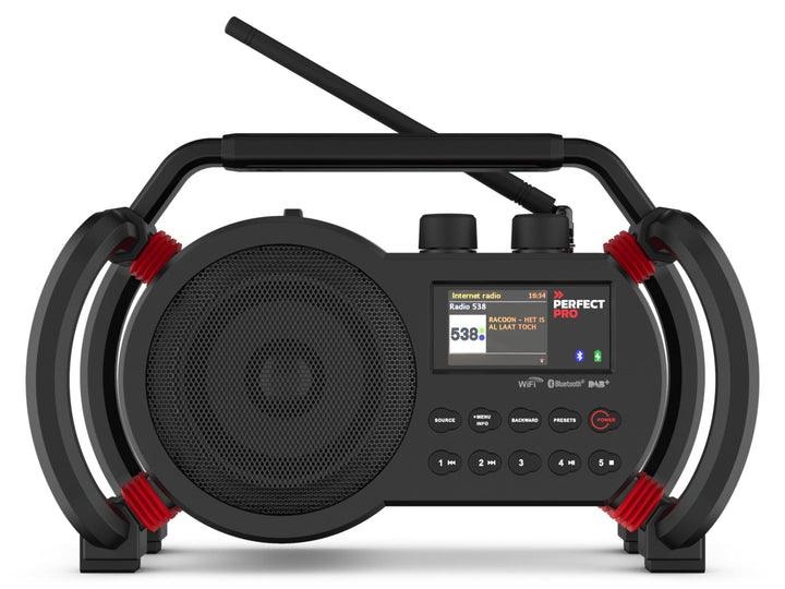 PerfectPro Baustellenradio NETBOX, WiFi internetradio, DAB+ und UKW-Empfang, Bluetooth, AUX und USB-