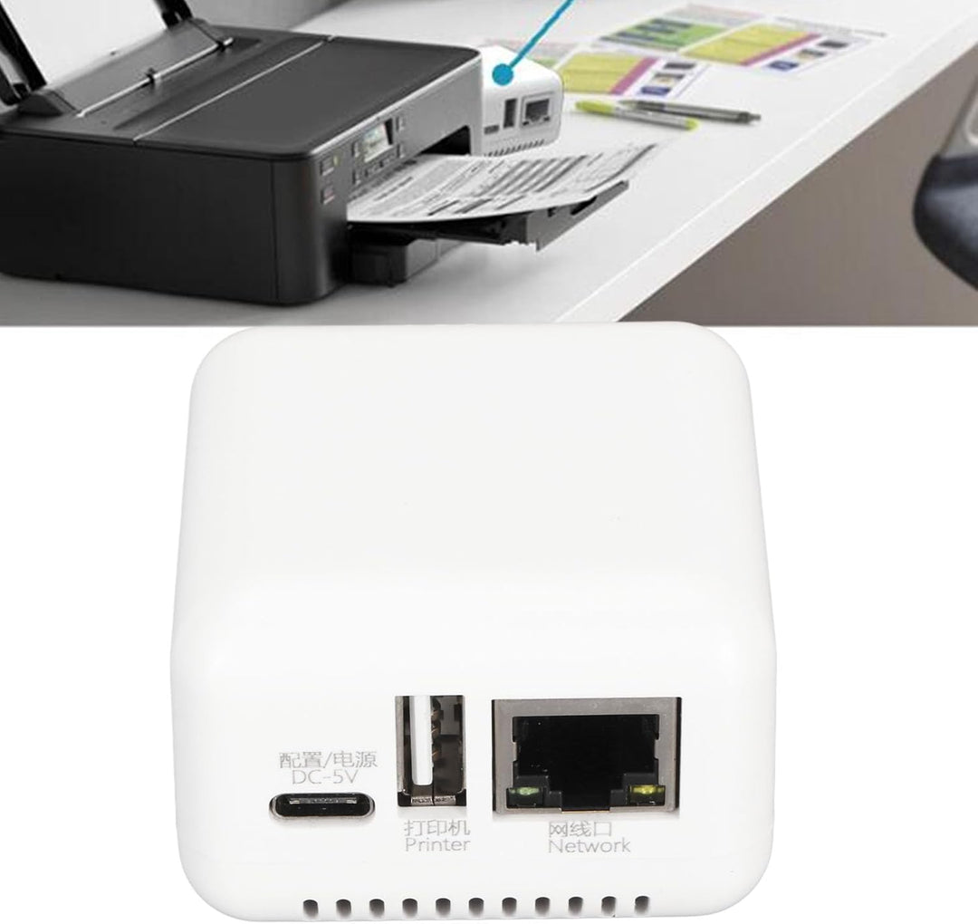 ciciglow USB 2.0-Netzwerk-Druckserver, LAN-Druckfreigabeserver für USB-Drucker, Computer-Druckserver