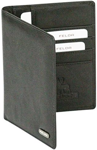Felda - Reisebrieftasche aus Leder - Reisepasshalter & Kartenfächer - RFID-Blocker - Schwarz, Schwar