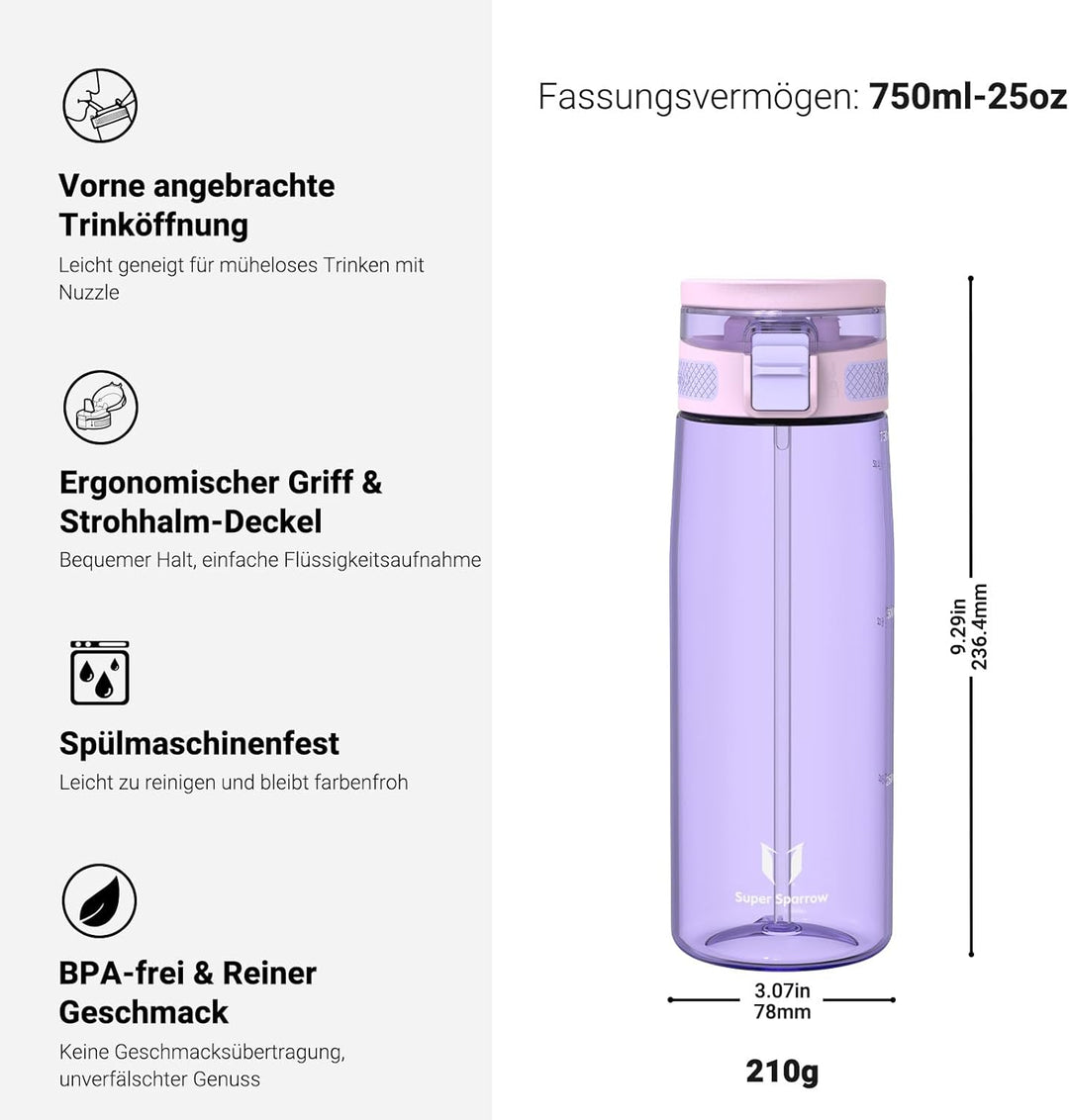 Super Sparrow Trinkflasche - TouchSip Wasserflasche - 500ml, 750ml, 1000ml - BPA-frei - Ideale Sport