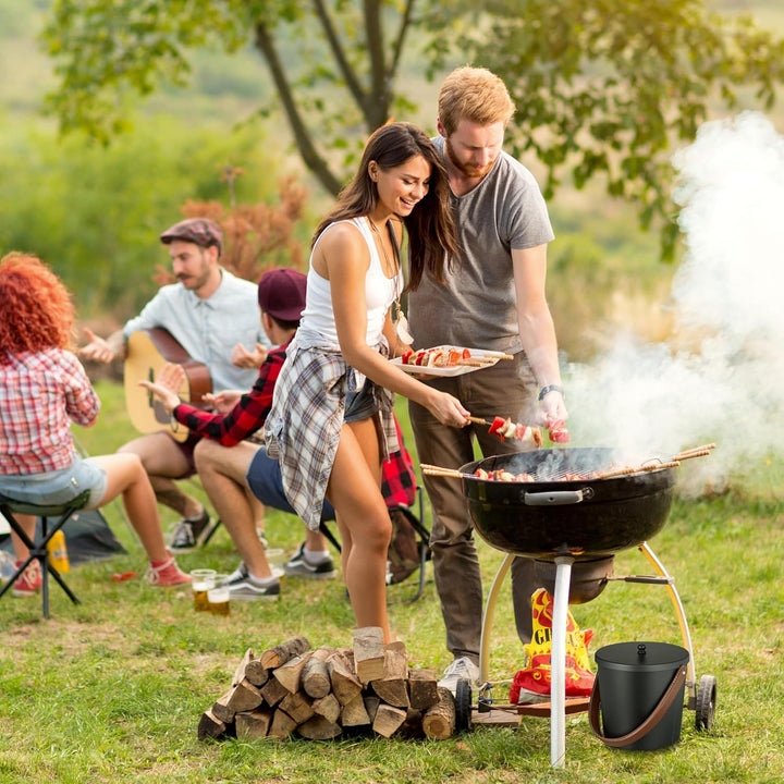 Relaxdays Ascheeimer mit Deckel, 4,5 Liter, Aschetonne mit Lederhenkel, für Kohle & Asche, Kamin, Of