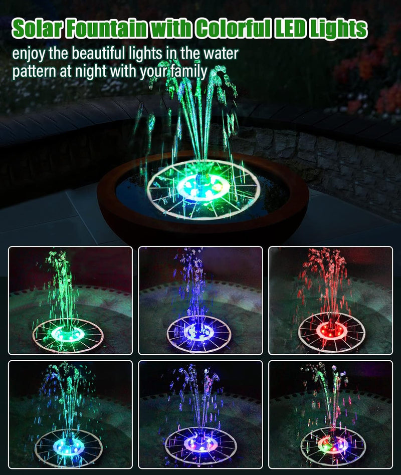 SZMP Solar Springbrunnen für aussen 100% Glas 2023 Upgraded,3.5W Solar Teichpumpe mit 8 Effekte Sola