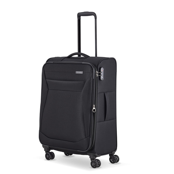 travelite 4-Rad Koffer Grösse M Weichschale, Gepäck Serie CHIOS mit Dehnfalte + Kantenschutz, Trolle