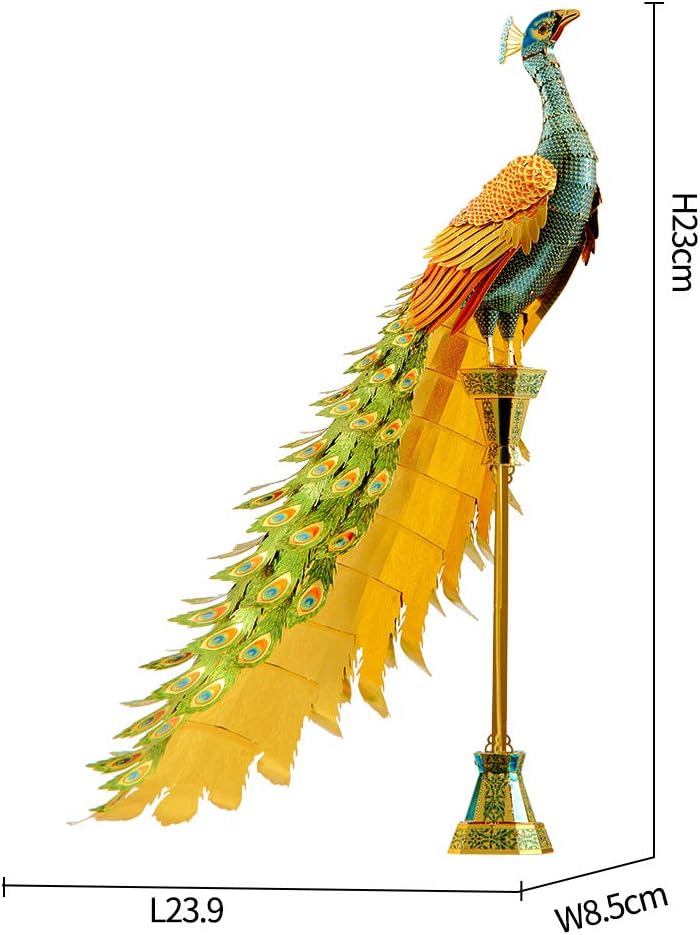 Piececool 3D Puzzle Metall, Pfau für Modellbausatz Erwachsene, 3D-Puzzles zu Bauen, BAU, Bastel-Kits