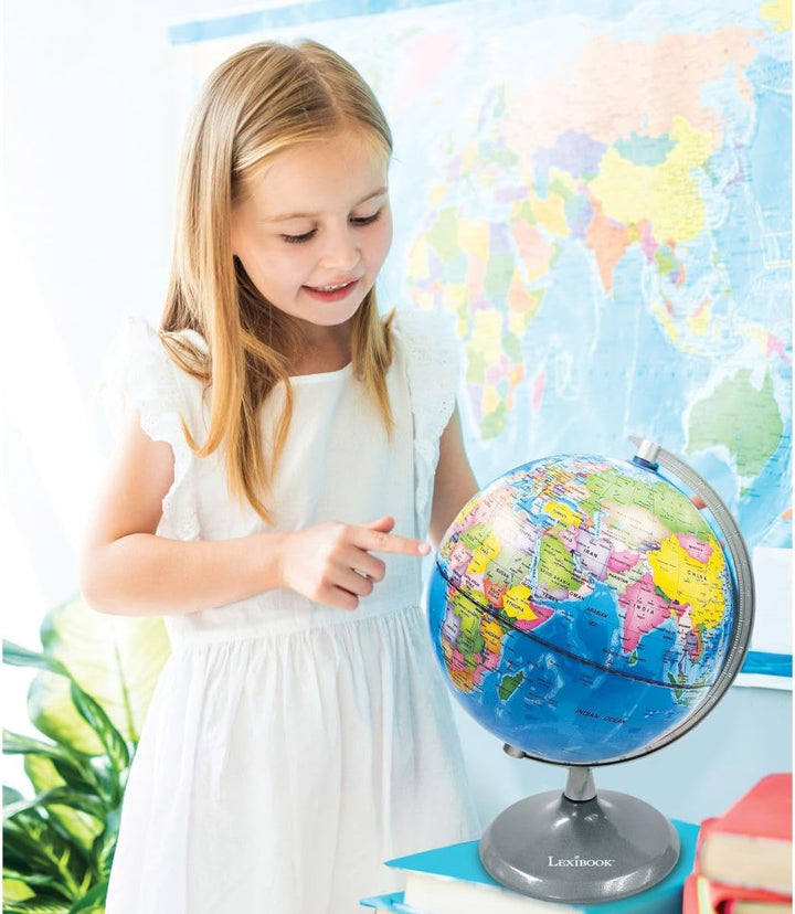 Lexibook NLJ185EN Leuchtendes Planetarium, STEM, 2-in-1 Globus während des Tages, Konstellationskart