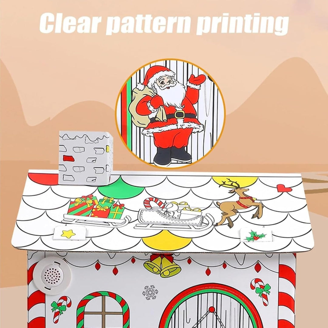 3D Weihnachtshaus aus Pappe | Bastelset mit LED-Beleuchtung | Malen & Bemalen - Bastelspass für Kind