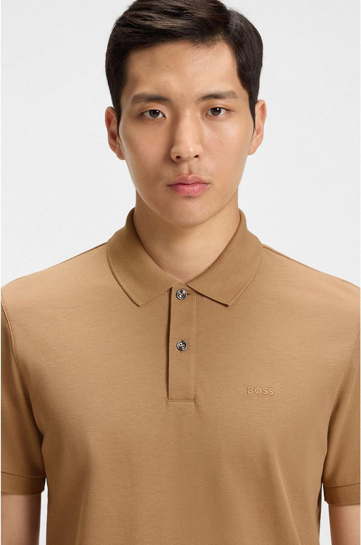 BOSS Herren Pallas Pallas Poloshirt aus Baumwoll-Piqué mit Logo-Details XXL Mittel Beige260, XXL Mit