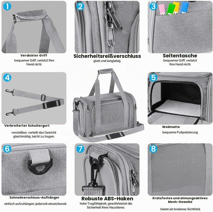 Hundebox faltbar, Hundetransportbox, Transporttasche für Katze Hund für Reise Auto Flugzeug, Leicht