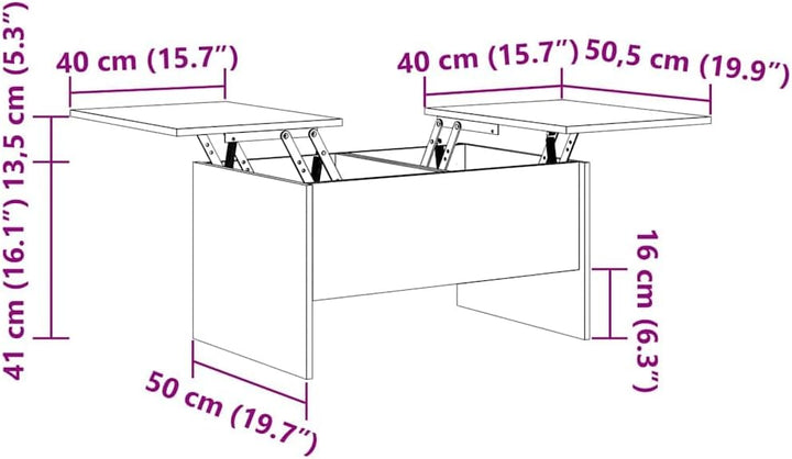 vidaXL Couchtisch Höhenverstellbar Kaffeetisch Beistelltisch Wohnzimmertisch Sofatisch mit Stauraum