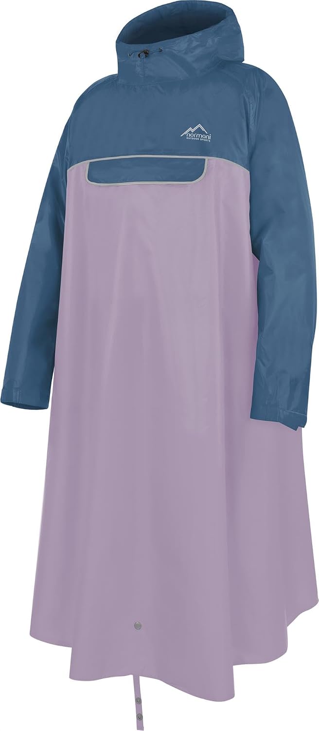 normani Unisex Regenponcho EXTRA Lang mit Ärmeln und Brusttasche für Damen und Herren - Brusttasche