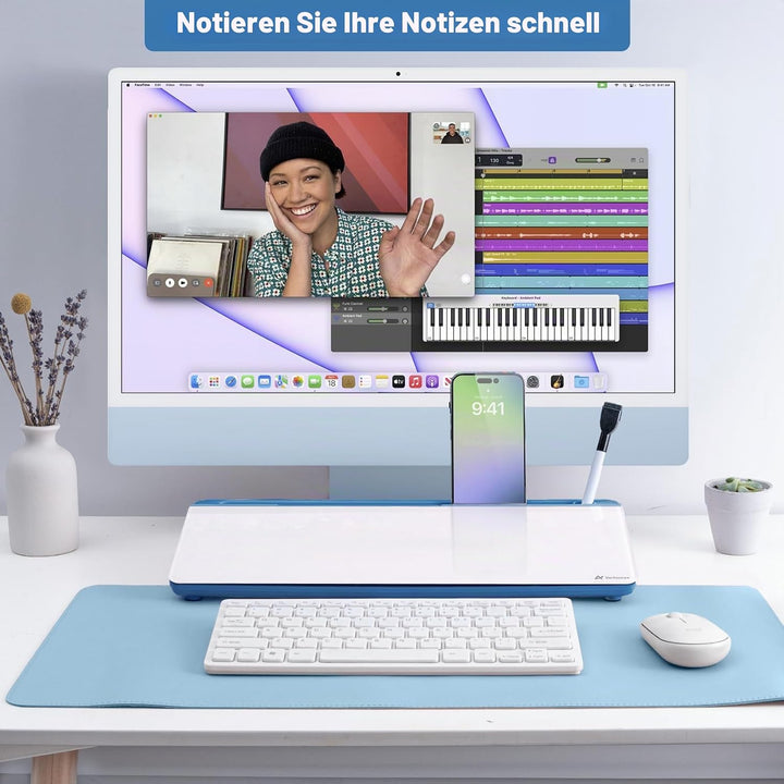 Varhomax Whiteboard aus Glas, trocken abwischbar, trocken abwischbar, To-do-Liste, Notizblock für Sc