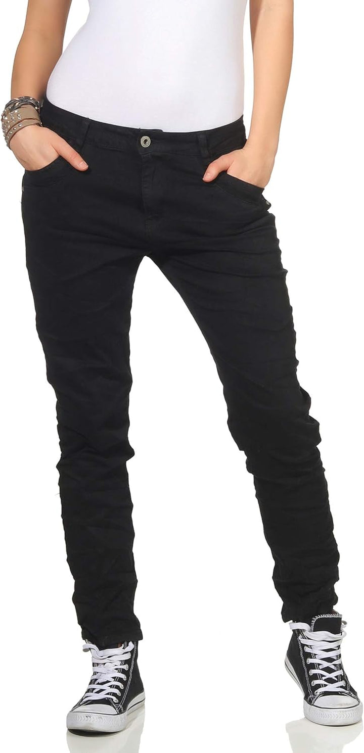 KAROSTAR trendy Damenjeans im Boyfriends Style/Chino in aktuellen Farben/Hüfthose Stretch 19 48 Schw
