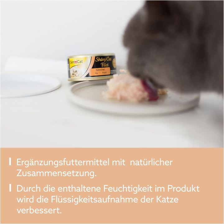 GimCat ShinyCat Filet Hühnchen - Katzenfutter mit saftigem Filet ohne Zuckerzusatz für ausgewachsene