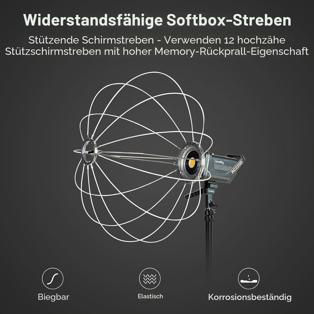 SMALLRIG Laternen Softbox 60cm/26 Zoll, Bowens Mount Softbox mit Klettverschluss Flexible Barndoor T