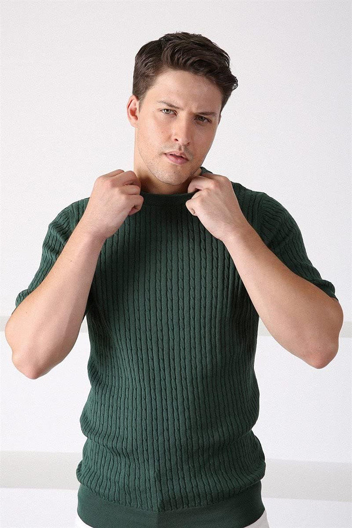 Jack Martin - Strick-T-Shirt mit Webmuster - Herren-Strickhemden S Grün, S Grün