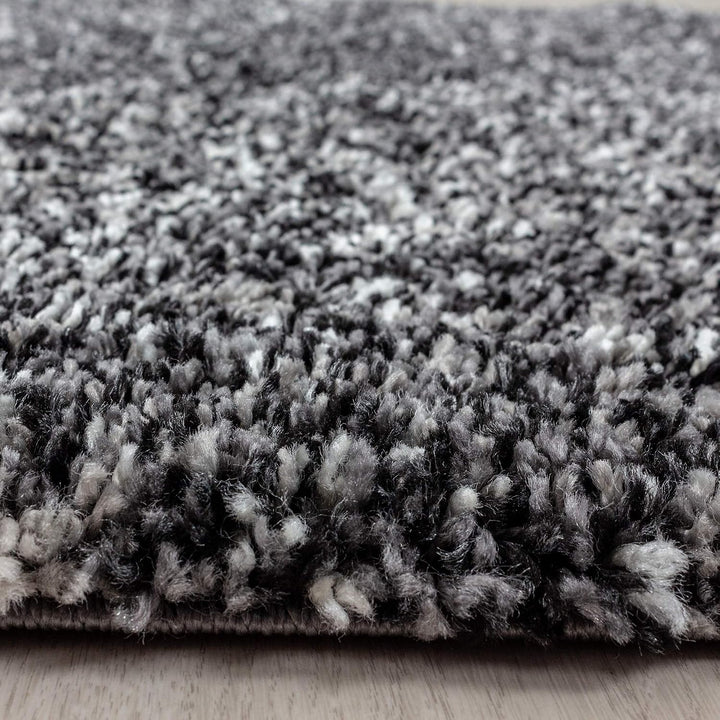 HomebyHome Teppich Rund Shaggy 80 cm Rund - Hochflor Runder Teppich Mehrfarbig Anthrazit Extra Weich