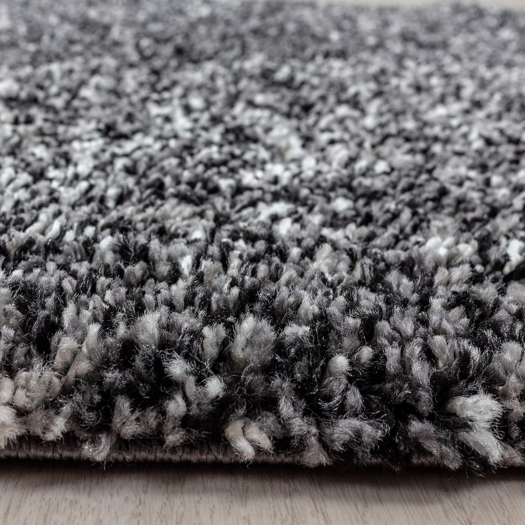 HomebyHome Teppich Rund Shaggy 80 cm Rund - Hochflor Runder Teppich Mehrfarbig Anthrazit Extra Weich
