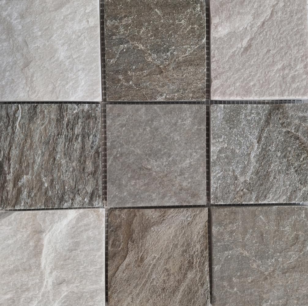Mosaik Brick Quarzit beige/grau Quarzit Naturstein Küche, Mosaikstein Format: 100x100x10 mm, Bogengr