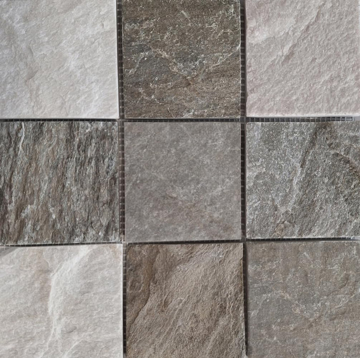 Mosaik Brick Quarzit beige/grau Quarzit Naturstein Küche, Mosaikstein Format: 100x100x10 mm, Bogengr