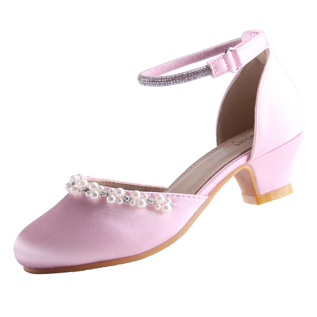 EIGHT KM - Mädchen High Heel Kleid Schuhe - Glattes Seidenperle - Prinzessin Hochzeit Schuhe Party P