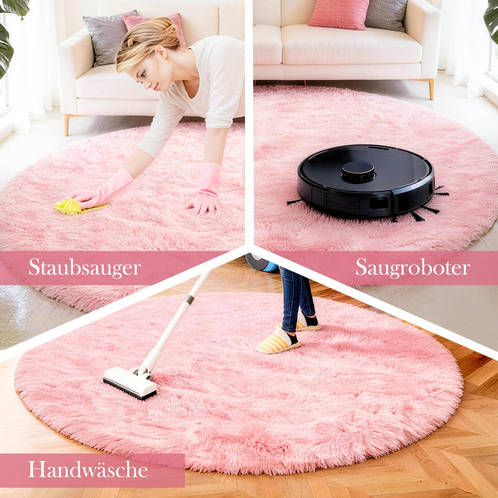 VOFUSHON Schlafzimmer Shaggy Plüsch runden Teppich Bunte Batik Faux Flauschiger Samt Moderne Innente