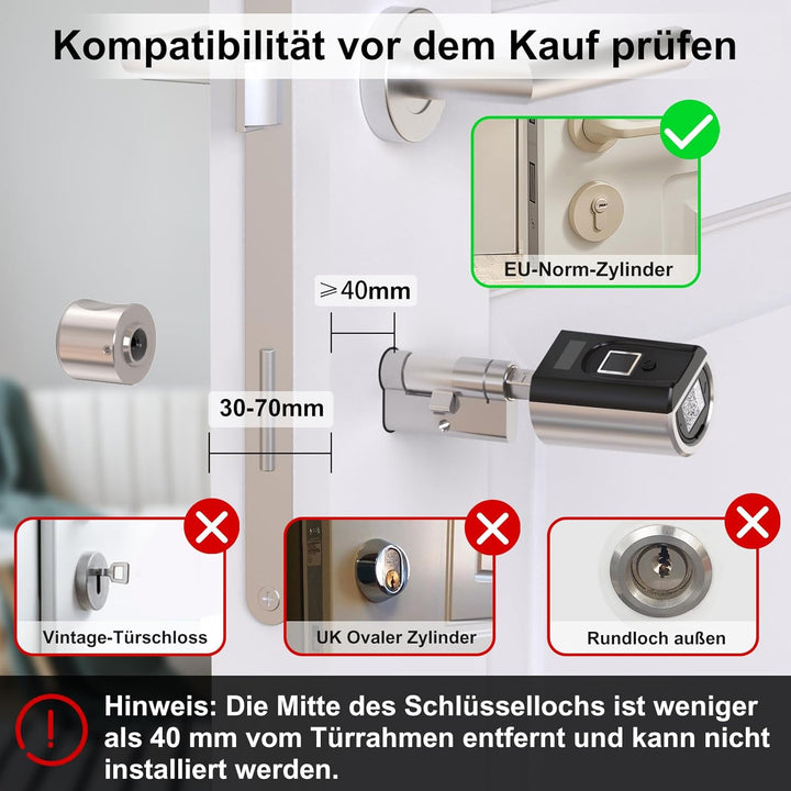 WELOCK SECBN51 Fingerabdruck Schloss mit App, RFID-Karte Transponder und WiFi, Fingerabdruck Türschl