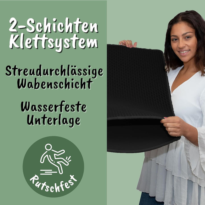 Fellou Katzenklo Matte 75x58 cm | XXL Matte Katzentoilette | perfekte Katzenstreu Matte für die saub