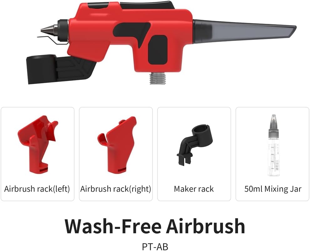 Schneller Farbwechsel PT-AB, Waschfreie Airbrush mit Markierungsständer für Modelle, Malwerkzeug, Ho