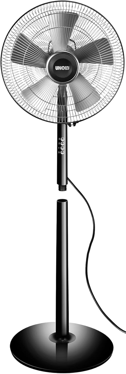 UNOLD 86825 Standventilator Silverline Black - Schwarz, 3-stufige Geschwindkeitsregelung, Oszillatio
