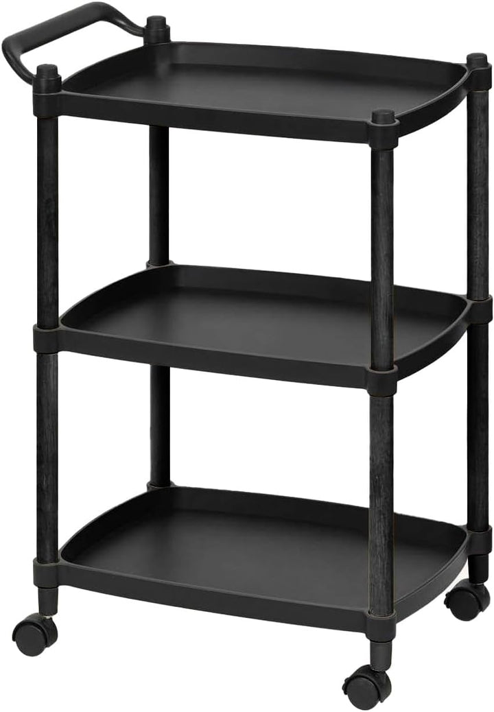 Wintem Platzsparender Rollwagen aus PP-Kunststoff, schwarz, 46 x 33 x 74 cm, 4 drehbare Rollen und e