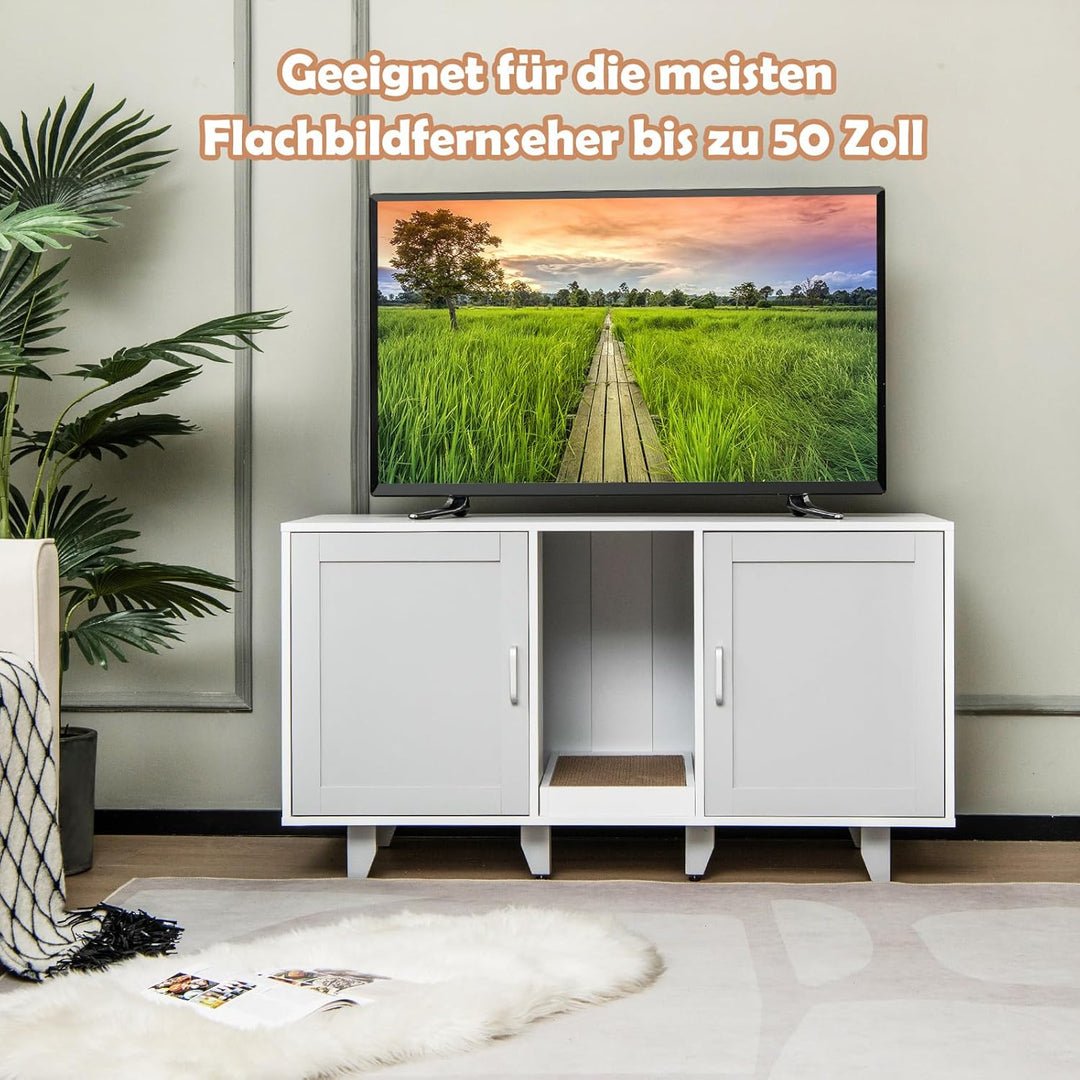 COSTWAY Katzenklo Schrank für 2 Katzen, Katzenschrank für Katzentoilette, Katzenhaus mit 2 Türen & K