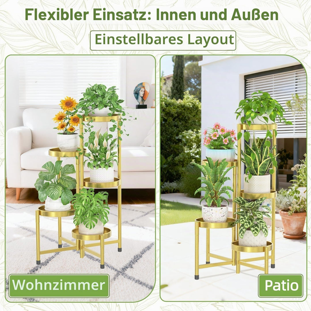 iDavosic.ly 5 Etagen Metall Pflanzenständer Blumentopfständer, Mehrstöckig Pflanzenregal Blumenregal