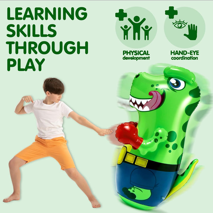 JOYIN Aufblasbarer Boxsack für Kinder und Erwachsene,T-Rex Dinosaurier Bopper 47 Zoll, Freistehendes