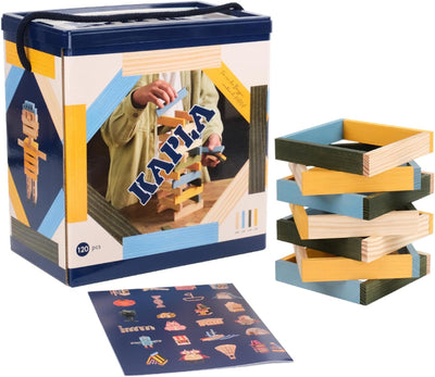 KAPLA - Baukasten mit 120 bunten Holzbrettchen (Natur, Hellblau, Gelb, Grün) , Spiele & Holzspielzeu