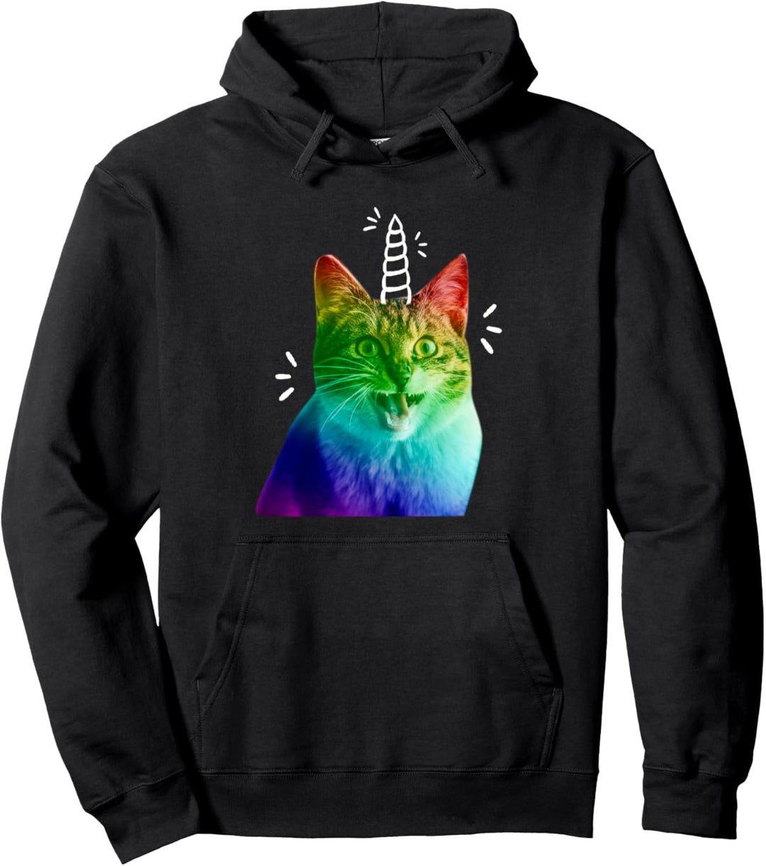 Trippy Psychedelic Unicorn Katze Design lustiges Geschenk Pullover Hoodie