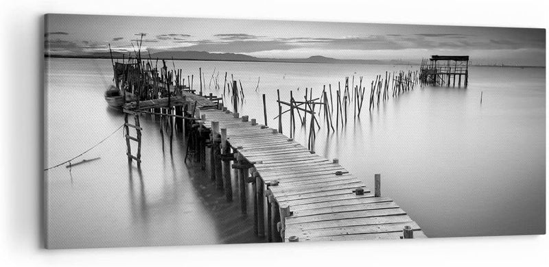 Wandbilder Dekoration Wohnzimmer Meer Brücke Landschaft Natur Panorama Bilder auf Leinwand 120x50cm