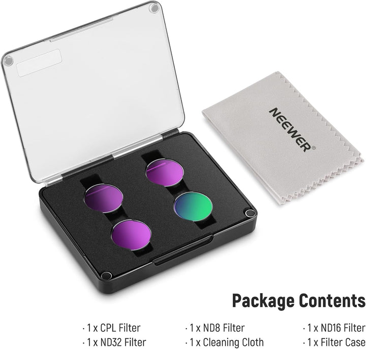 NEEWER ND-Filter-Set, kompatibel mit Insta360 GO 3S, CPL+ND8+ND16+ND32 Filter-Set, Action-Kamera-Zub
