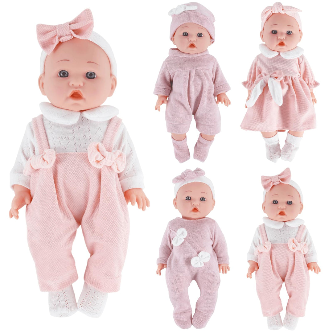 Puppenkleidung für 22-30 cm New Born Baby Puppen, Kleidung Bekleidung Outfits 4er-Pack (Keine Puppe)