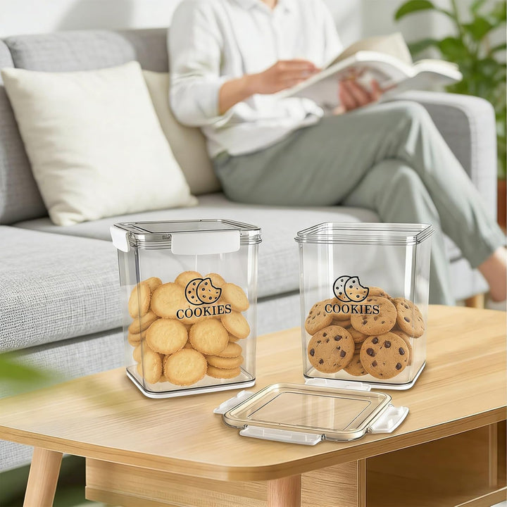 Keksdose Aufbewahrung 2er Set – Backzubehör Aufbewahrung Keksdose transparent luftdicht, Cute Cookie