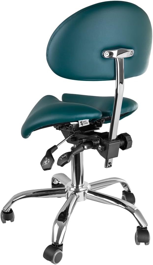 Spacetronik Sattelhocker mit Verstellbarer Rückenlehne, Zweigeteilter Ergonomischer Sattelsitz, Höhe
